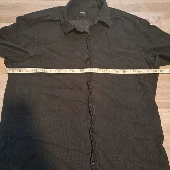 Hugo Boss Shirt Mens Large Black Button Up Long Sleeve - Picture 10 of 11